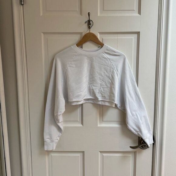 Alo Double Take Cropped Pullover in White - Picture 10 of 12